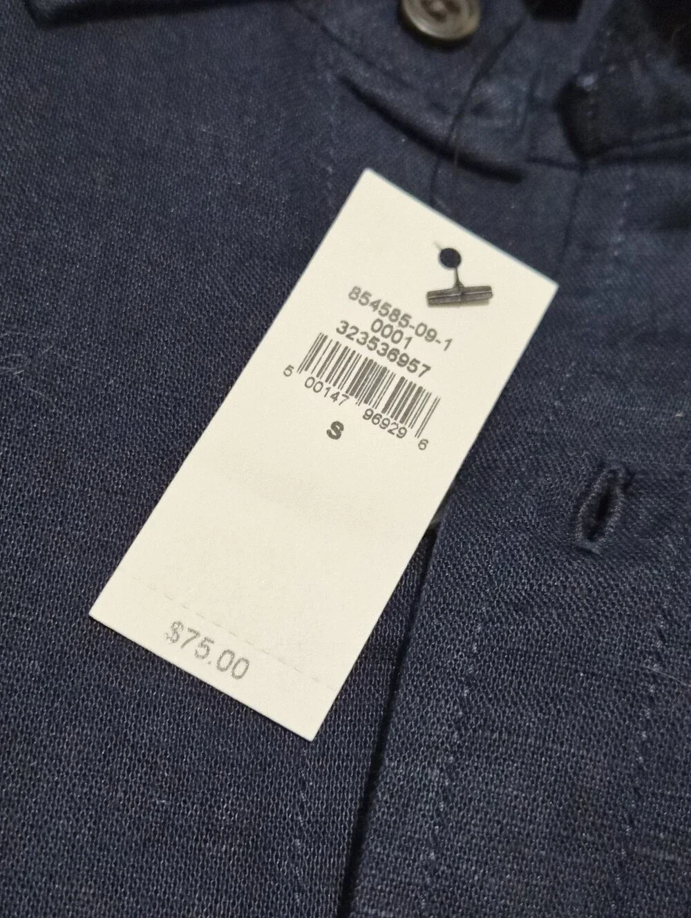 Banana Republic Standard Linen Blend Short Sleeve Shirt Navy Men’s Small NWT